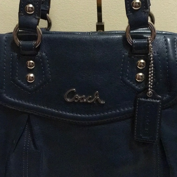 Coach Top Handle Shoulder Bag in Dark Teal Leather (16" x 10.25") - Picture 3 of 10